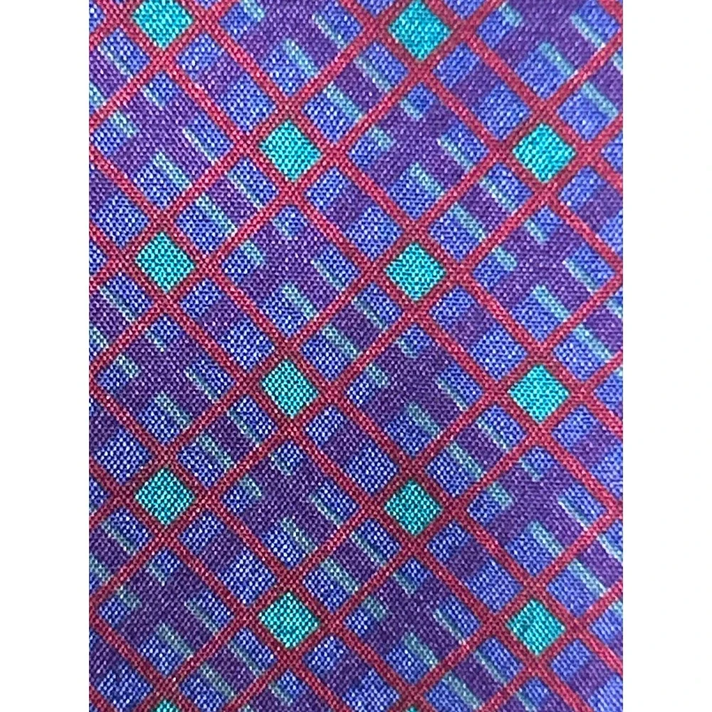 Vintage Purple Teal‎ Geometric Skinny Scarf Neck Tie Retro Accessory